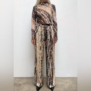 Zara printed wide leg pants